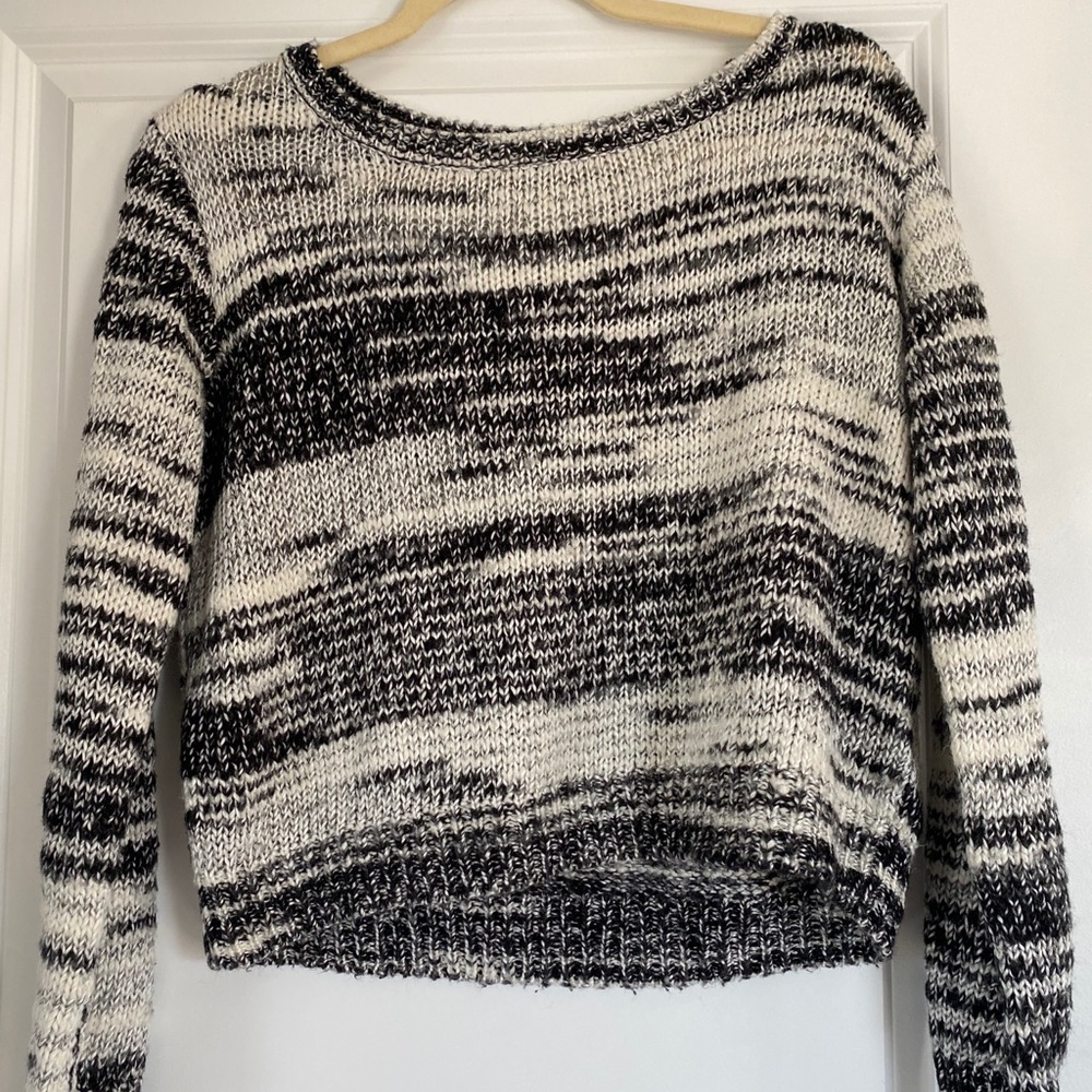 Black and White Cropped Sweater